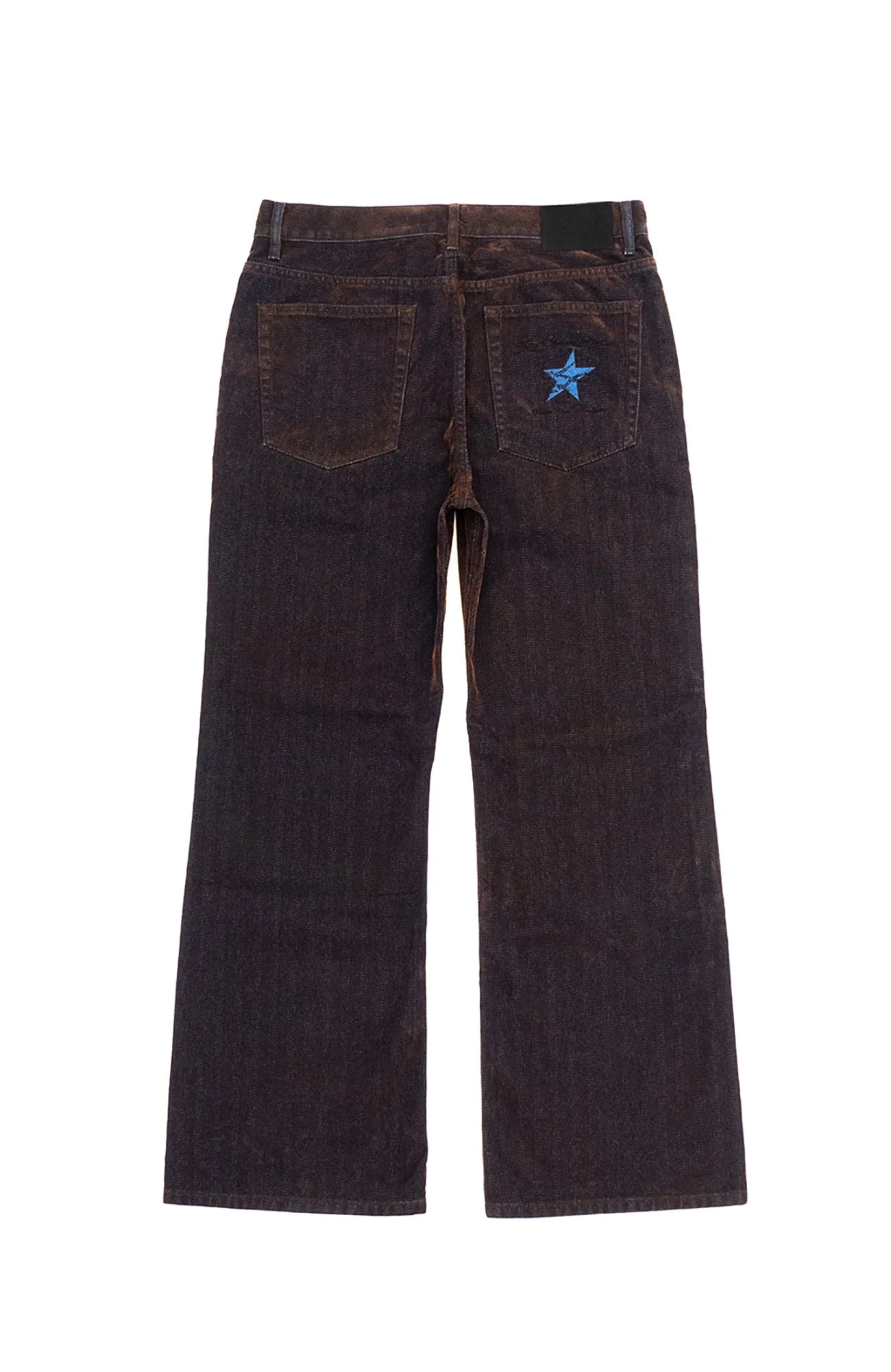 IN EXISTENCE Star Embroidered Herringbone Flocked Flare Jeans