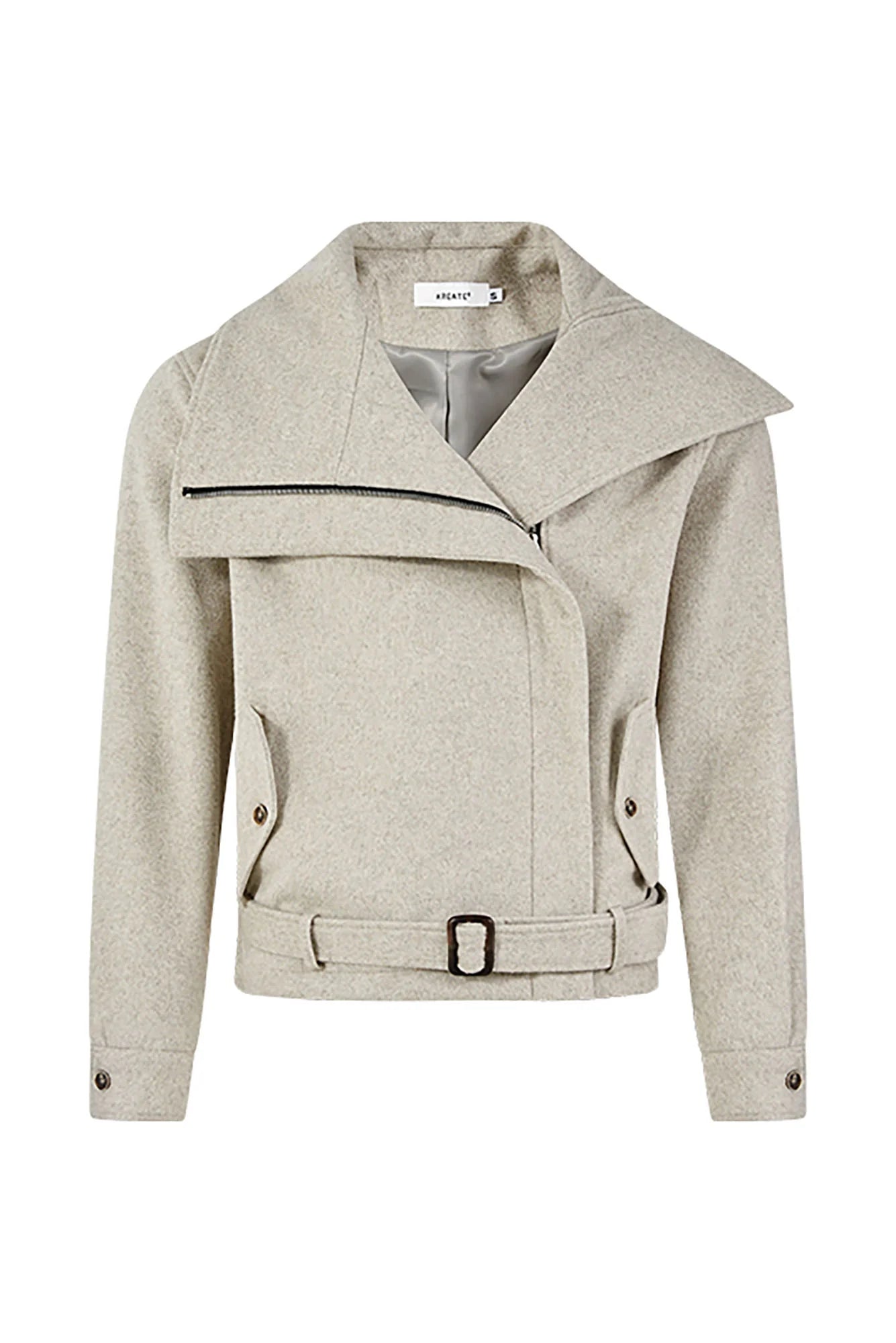 KREATE Asymmetrical Funnel-Neck Wool-Blend Jacket