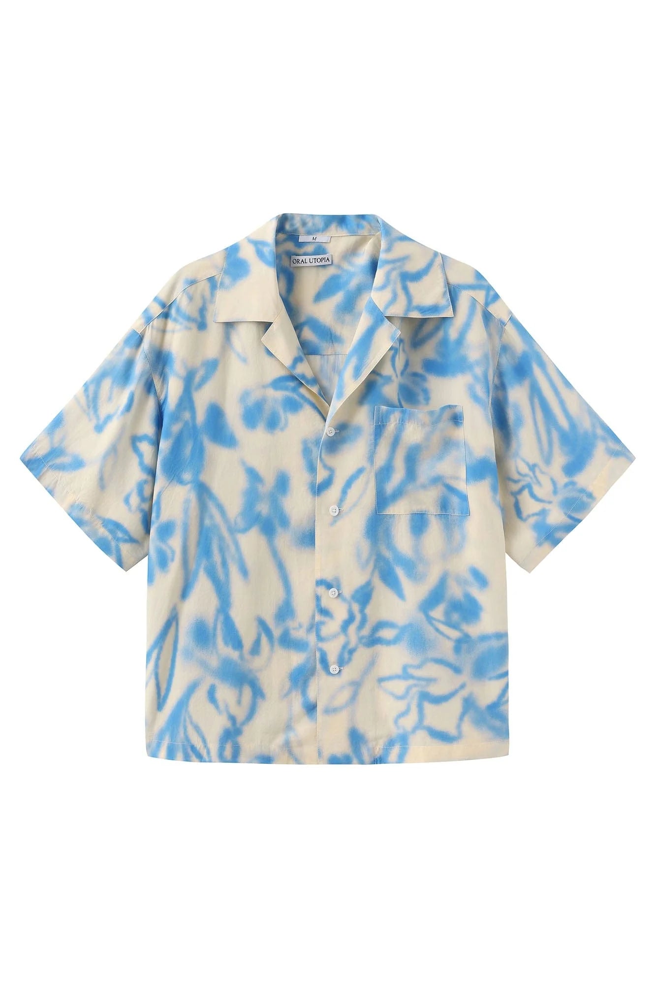 ORAL UTOPIA Airbrushed Floral Tencel Cuban Half Shirt