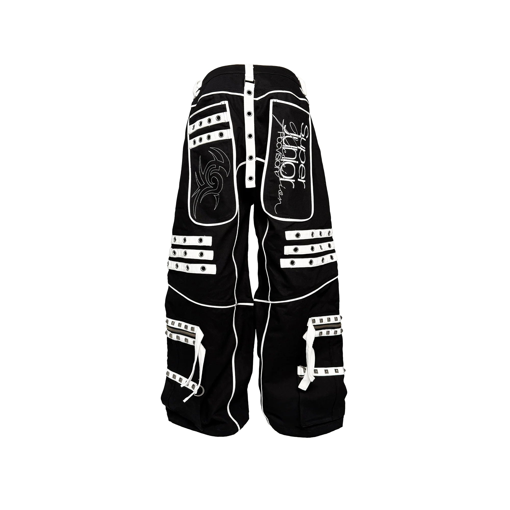 PCCVISION Studded Embroidered Baggy Pants