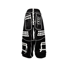 PCCVISION Studded Embroidered Baggy Pants