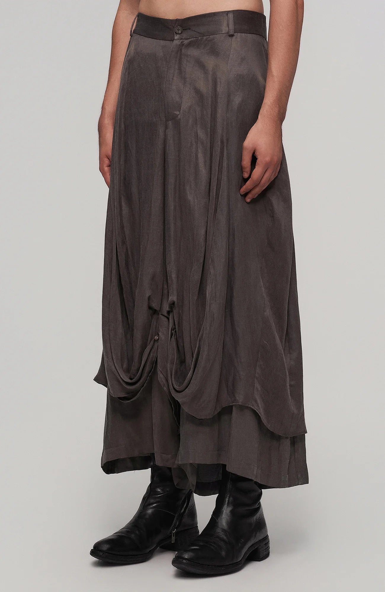 ILNya Nieternite Nifutur Asymmetric Tencel-Linen Blend Layered Skort