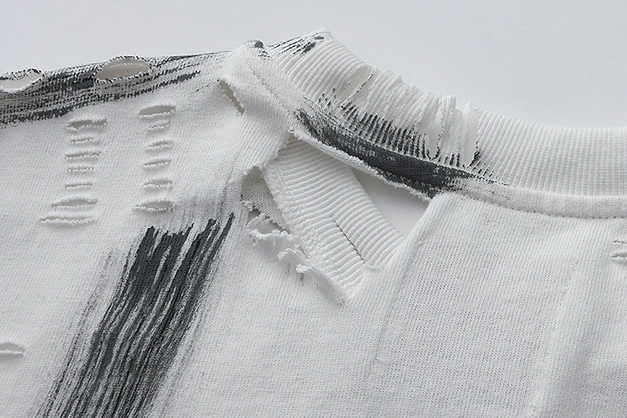 LUUUCAM Fragmented Life Distressed Brushstroke Tee