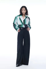 TUIMU Gradient Geometry Panel Acetate Shirt