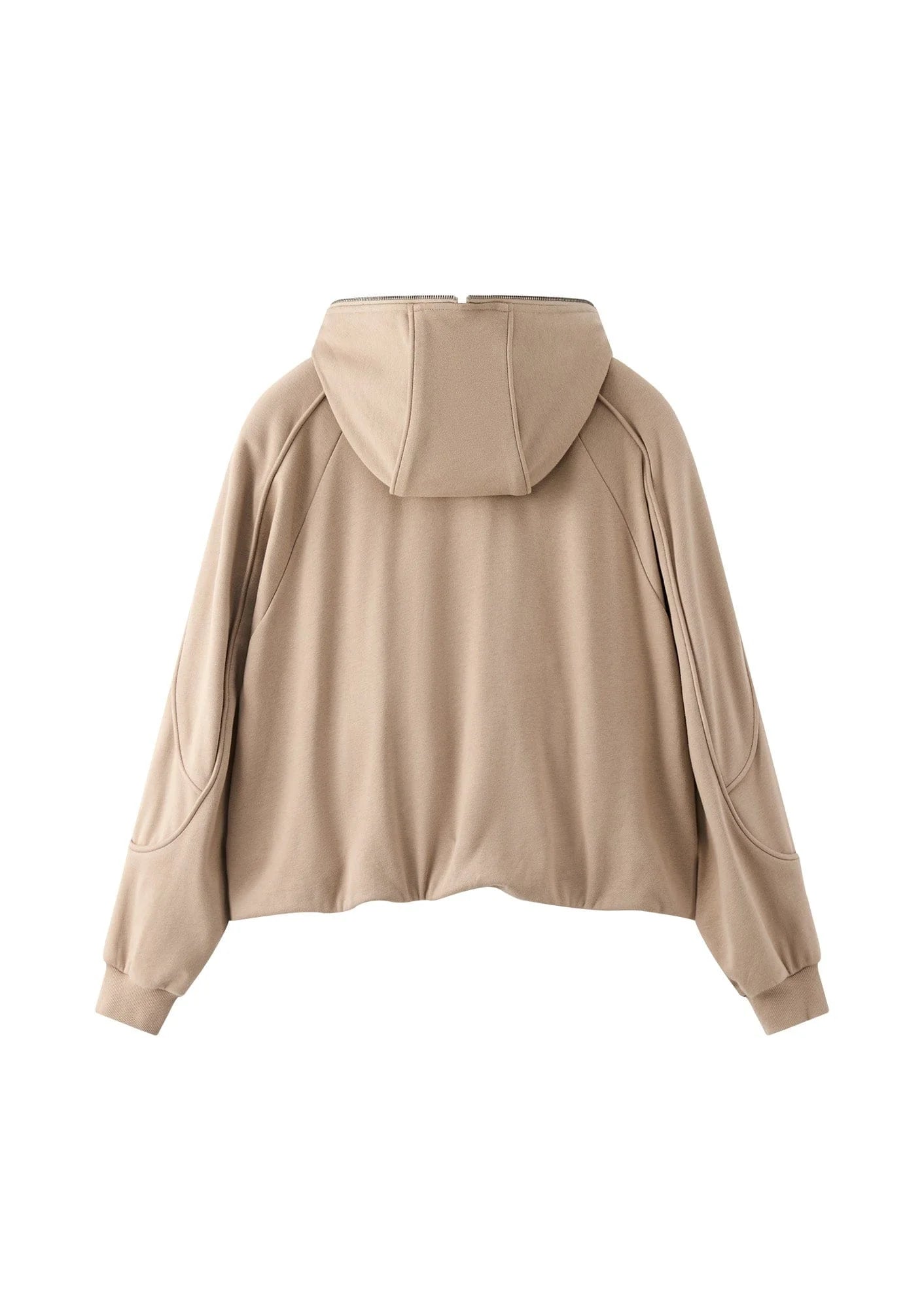 ORGANIC EMOTION Curved Panel Drawstring-Hem Zip-Up Hoodie
