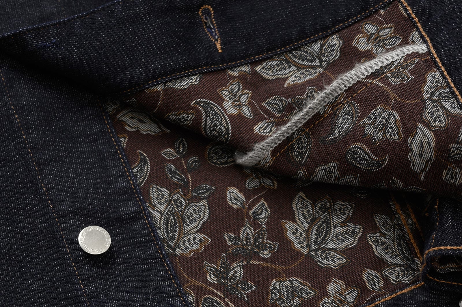 OKAYTHXBYE Floral-Lined Denim Jacket