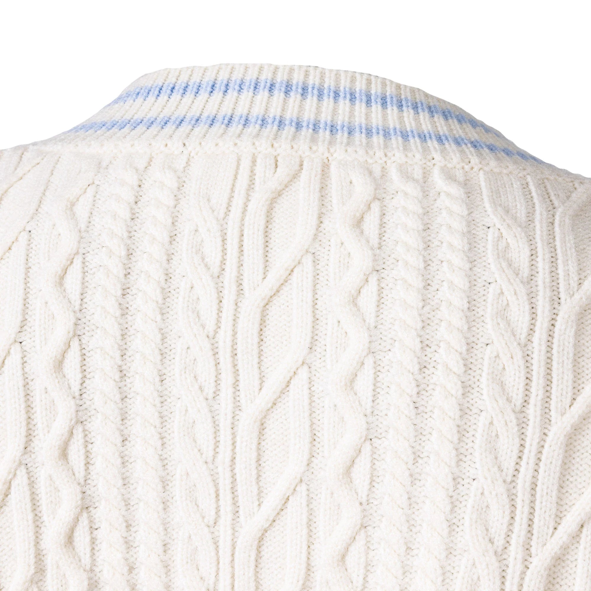 CATSSTAC Varsity V-Neck Cable-Knit Sweater