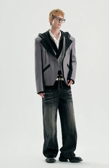 TIWILLTANG Asym Wrap Stripe-Collar Pullover