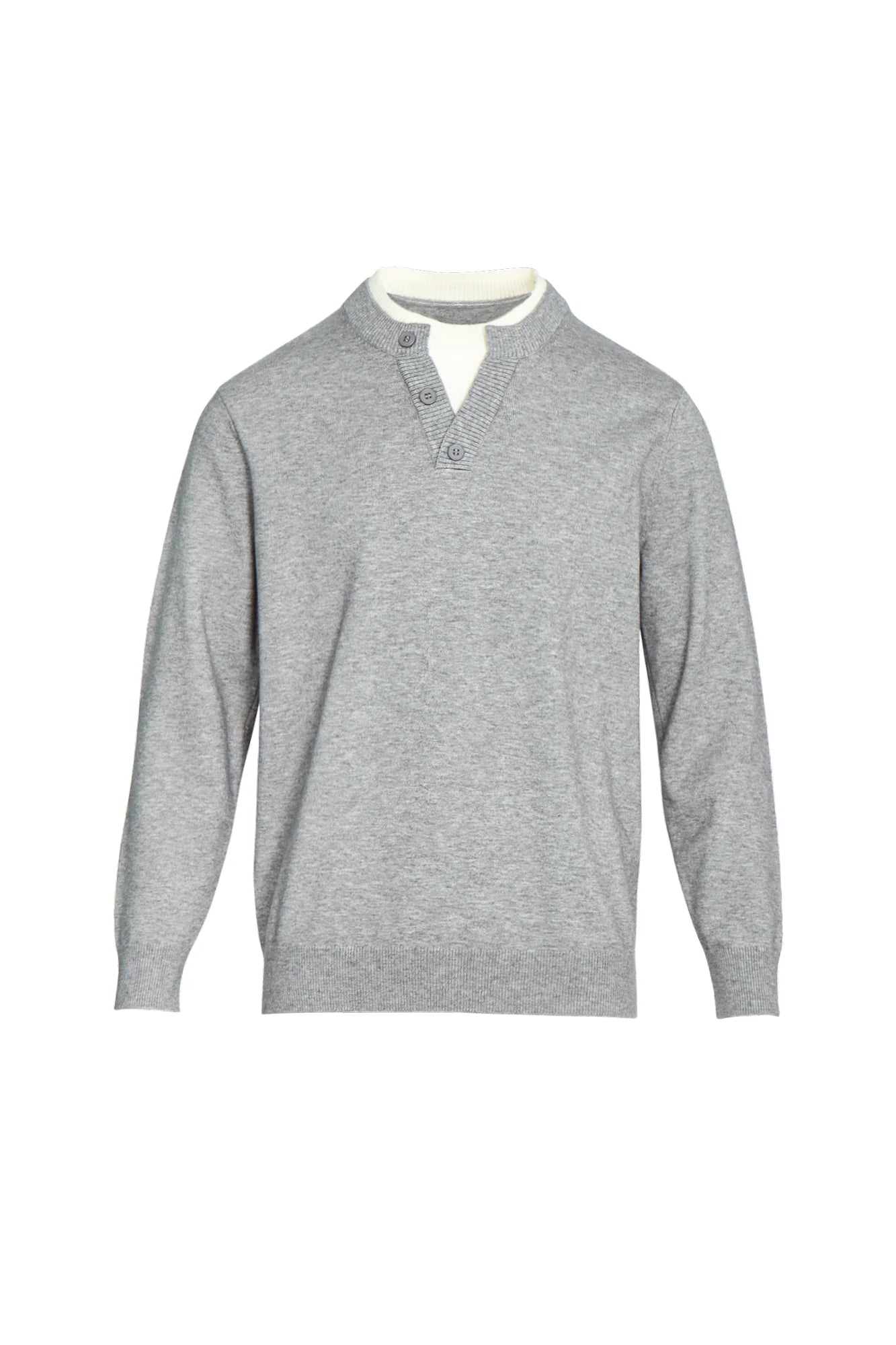 LEONSENSE Faux-Layered Henley Sweater