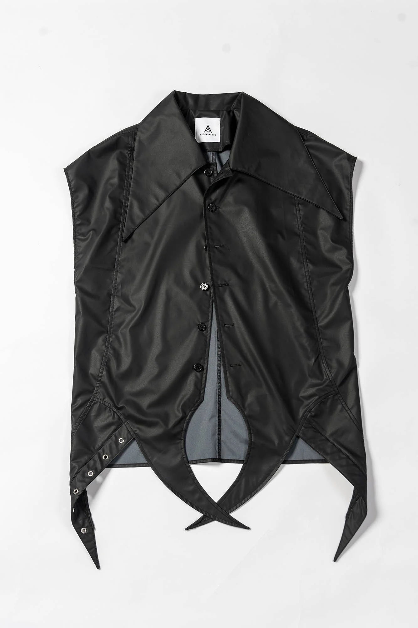 KADAKADA Pointed Hem Faux Leather Vest