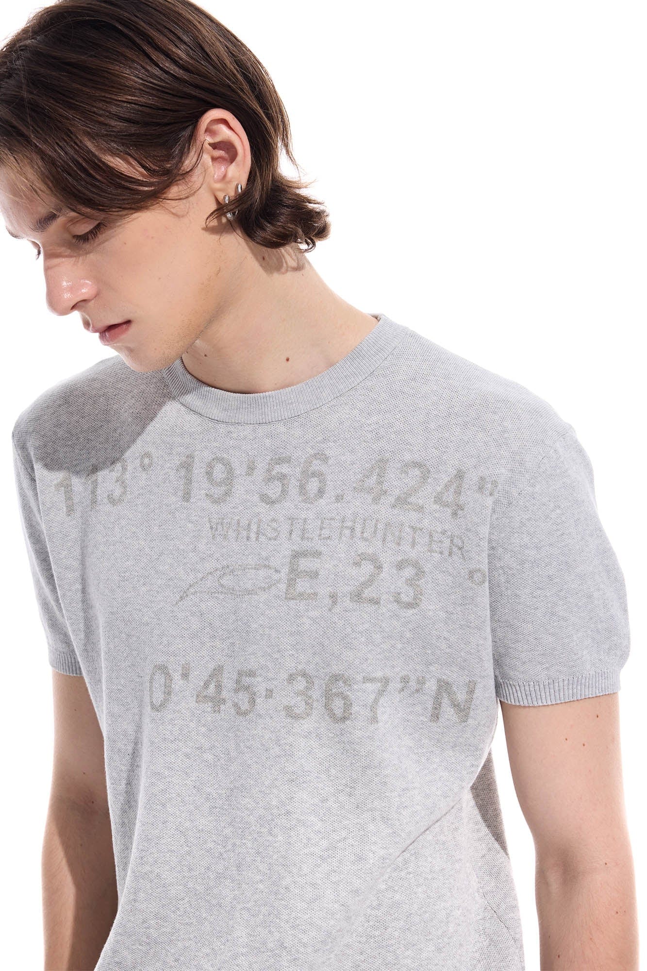 WHISTLEHUNTER Distressed Coordinates Knit T-Shirt