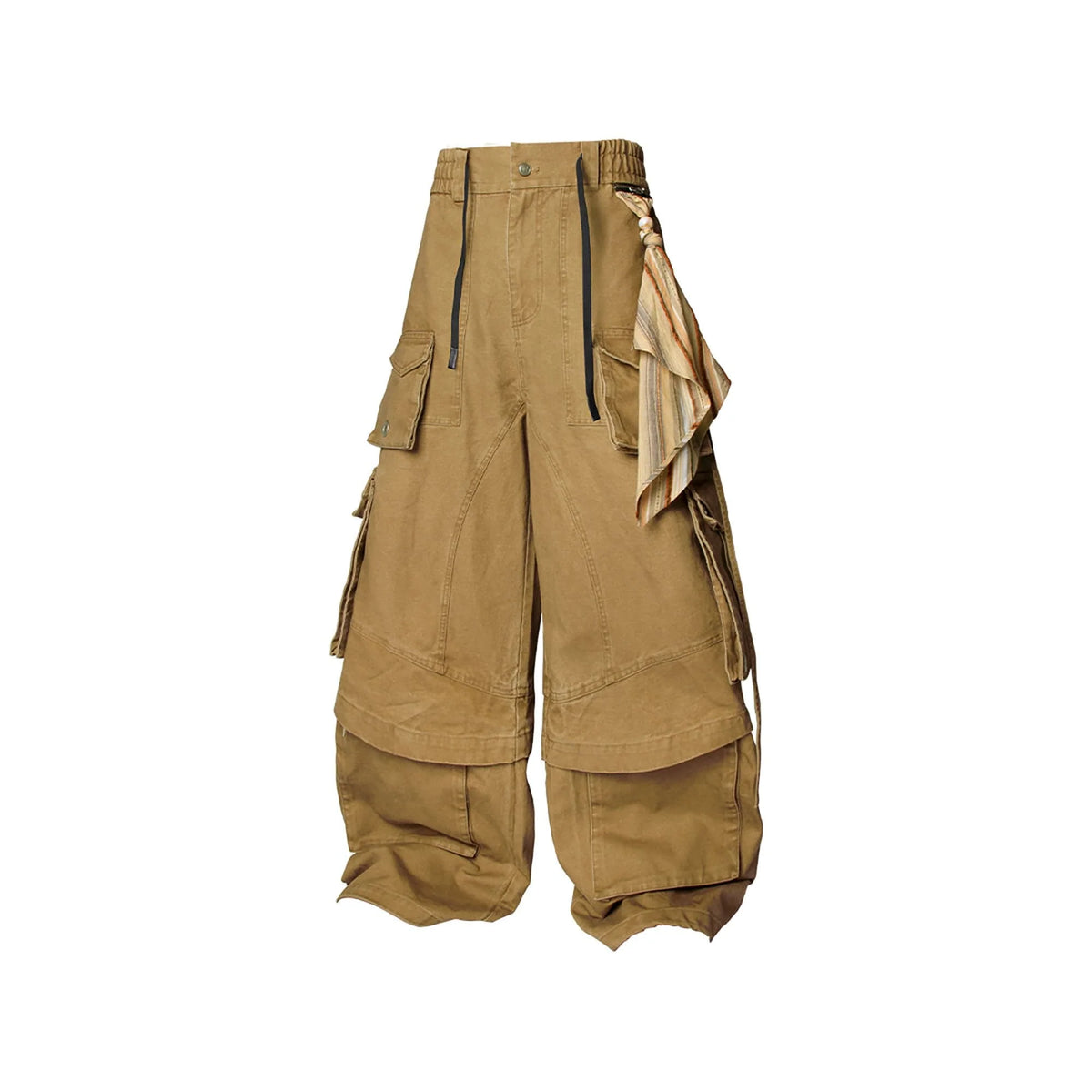 RELABEL Multi-Pocket Detachable Scarf Distressed Cargo Brown