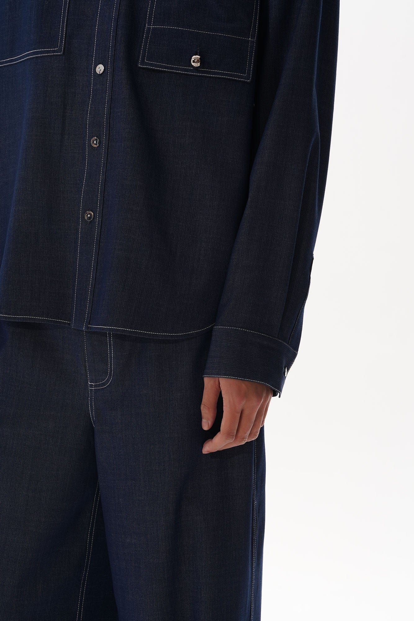 ORAL UTOPIA Classical Contrast-Stitched Utility Denim Shirt