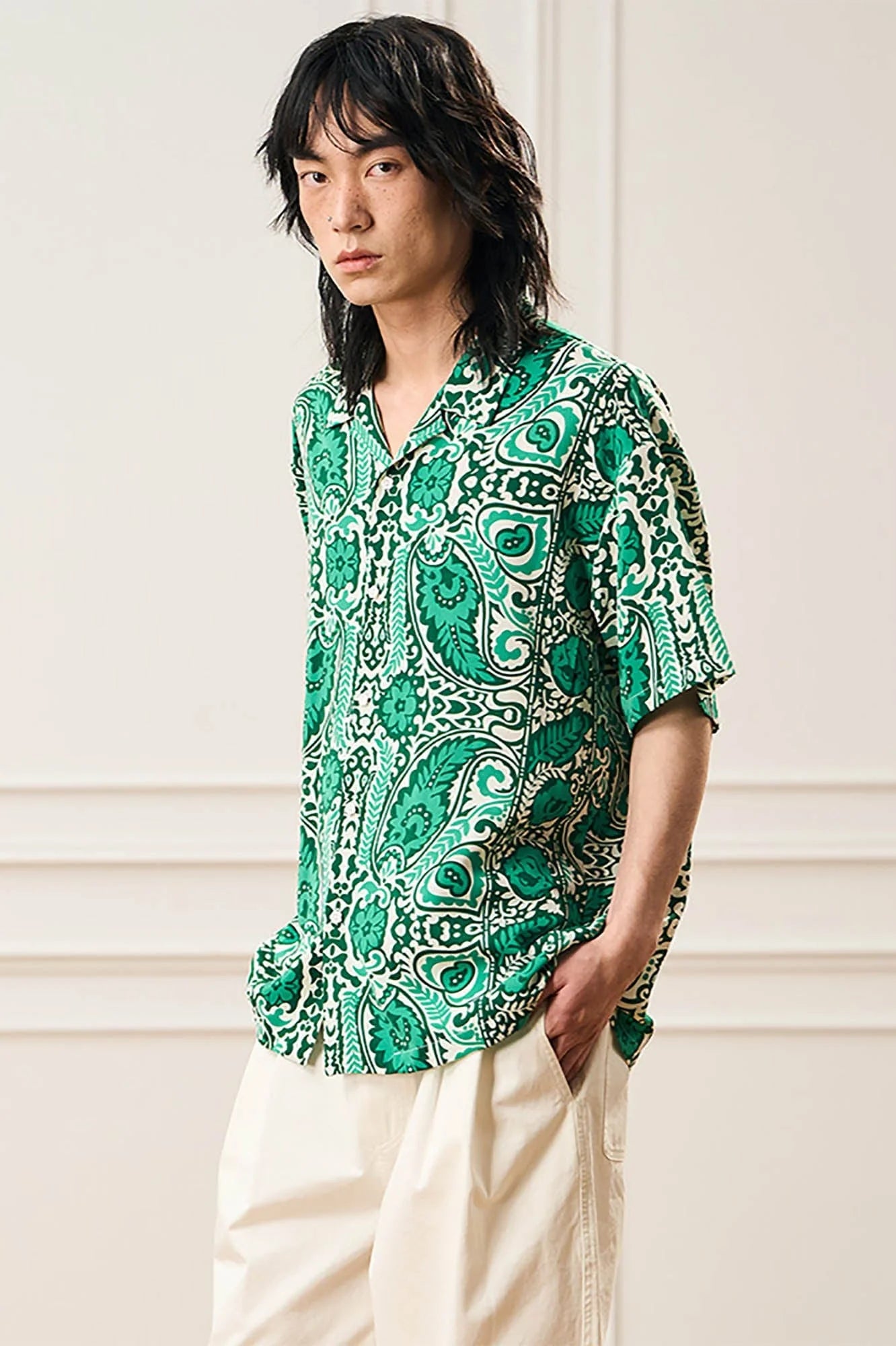 EPIC POETRY Paisley Prints Cuban Half Shirt
