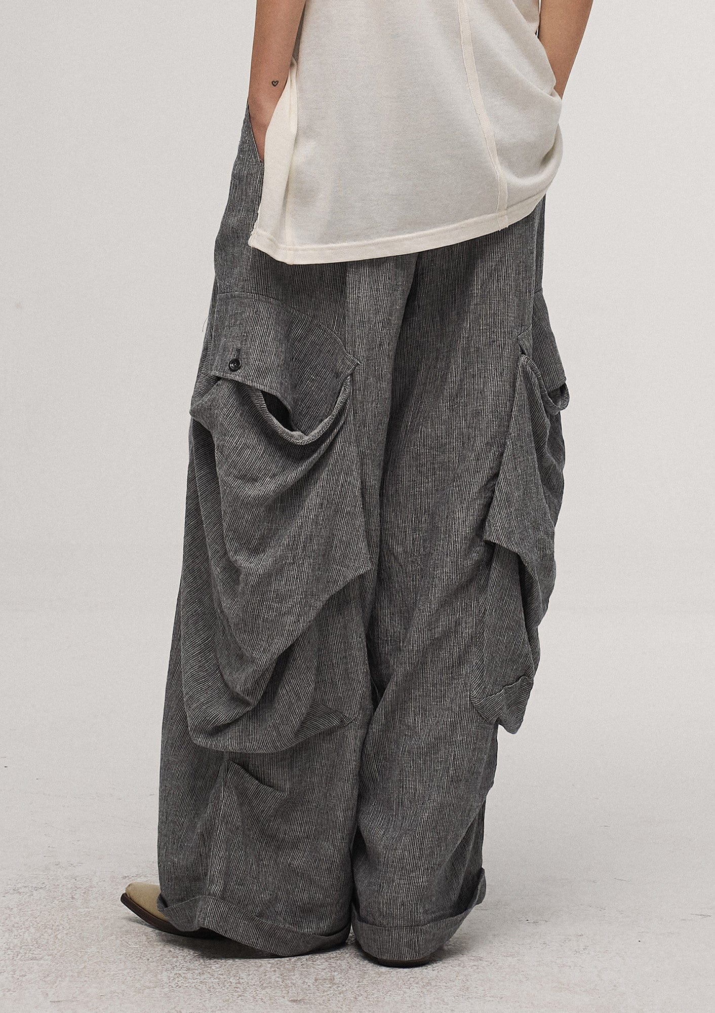 ILNya Nieternite Nifutur Big Pockets Cotton-Linen Wide-Leg Pants