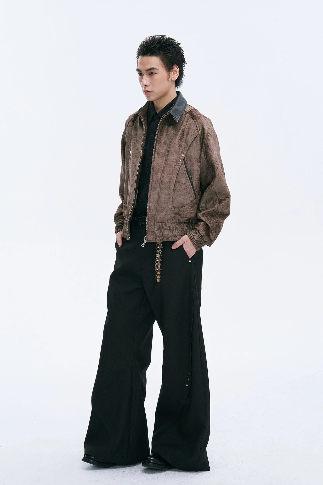 CATSSTAC Velvet Leather-Collar Elastic Jacket