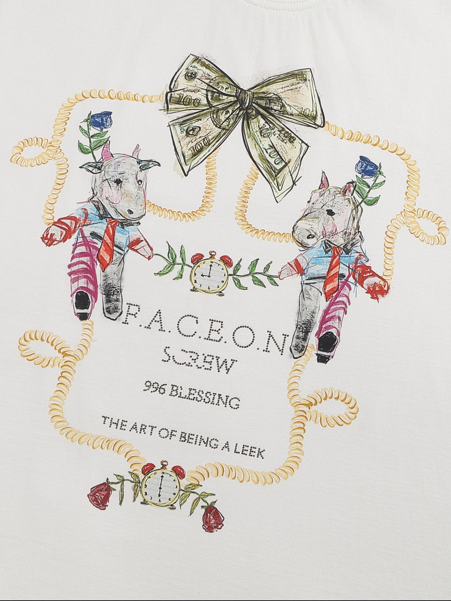 FACEONLAB Whimsical Cow and Horse T-Shirt