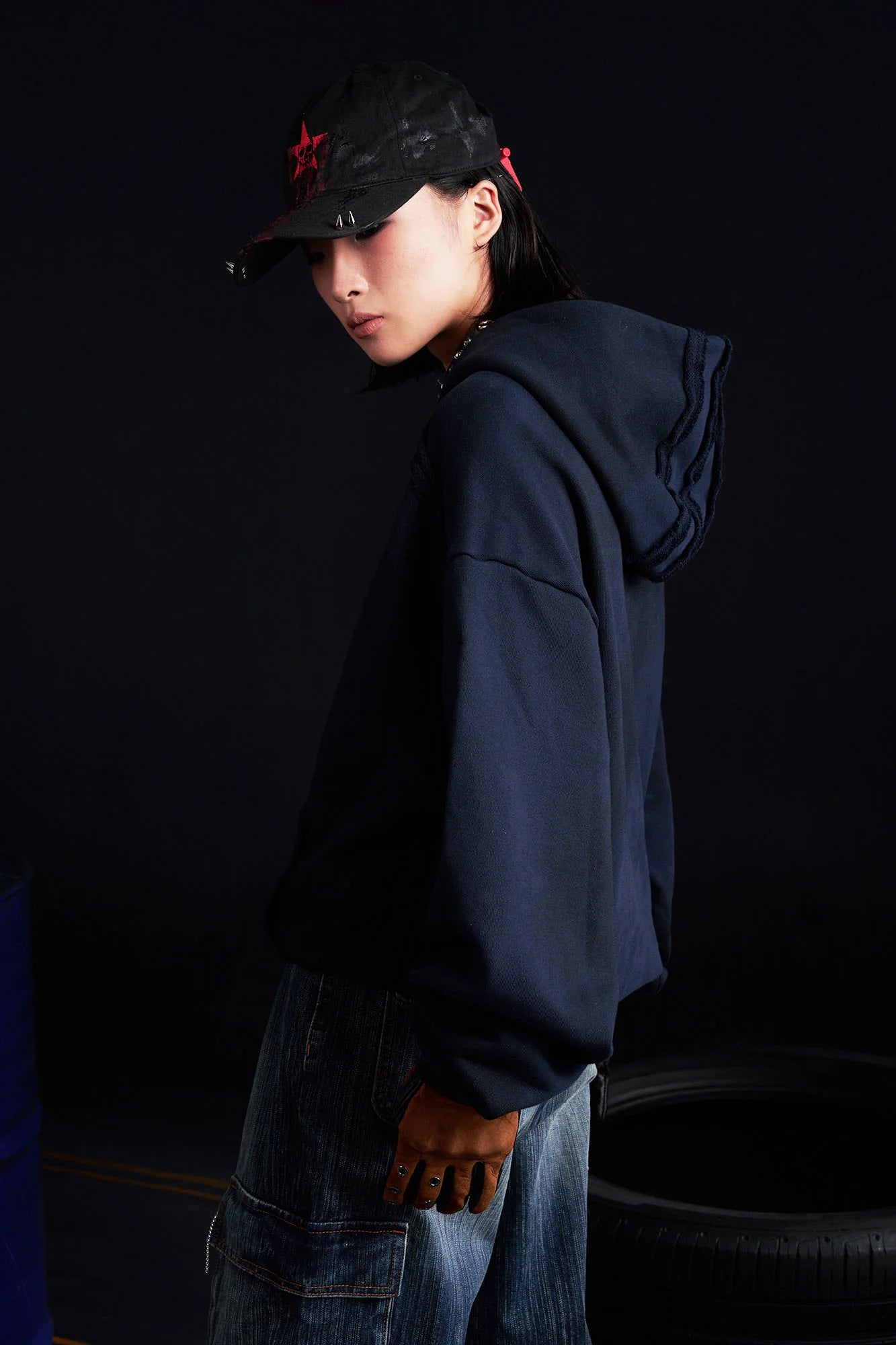 RECOVER ZONE LOGO Embroidered Dirty Wash Hoodie