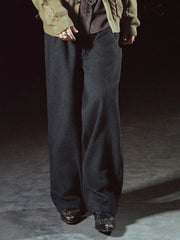 RICHILL Panel Pleated Wide-Leg Trousers