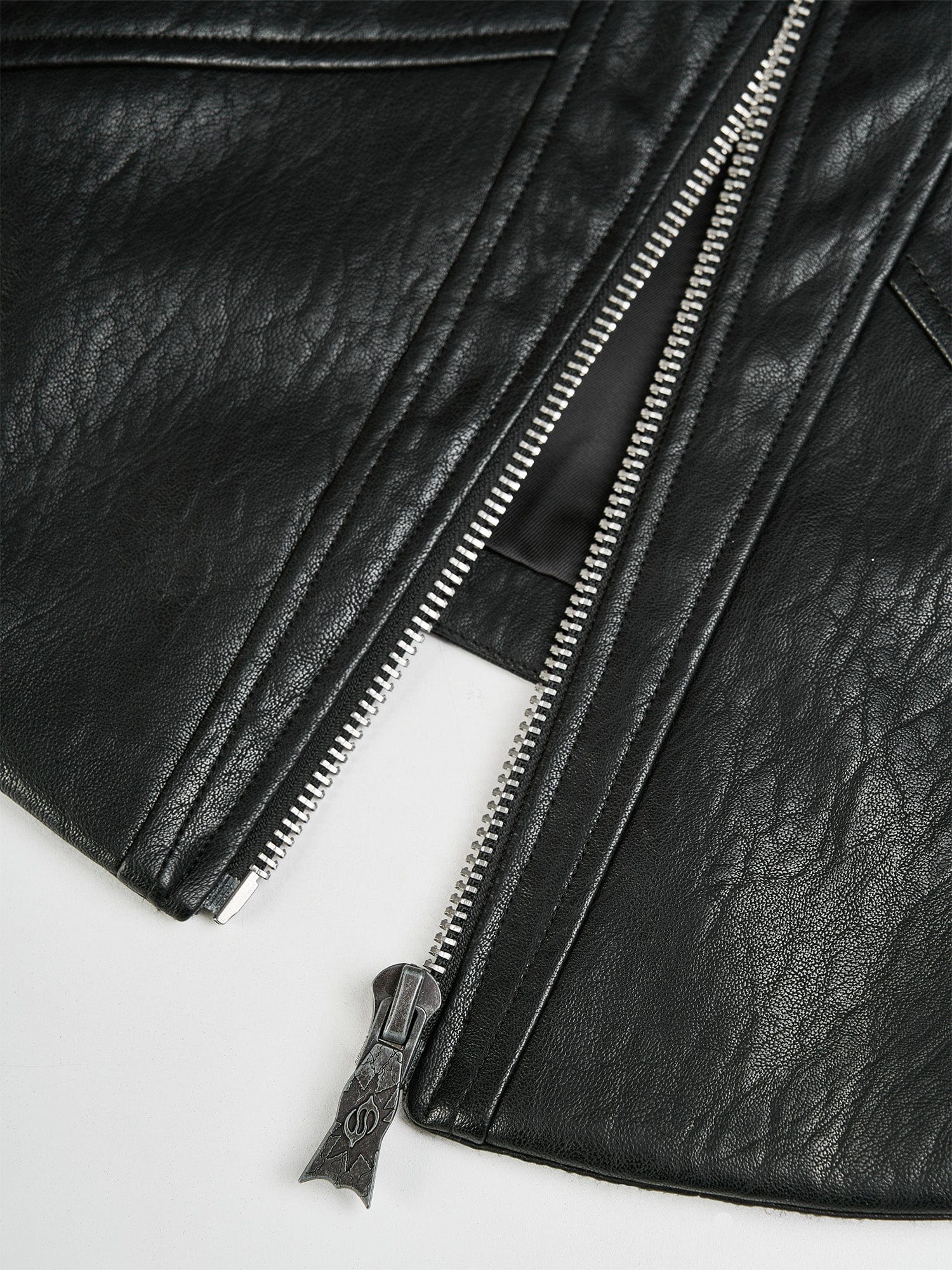FLYERRER Structured Panel Faux Leather Biker Jacket