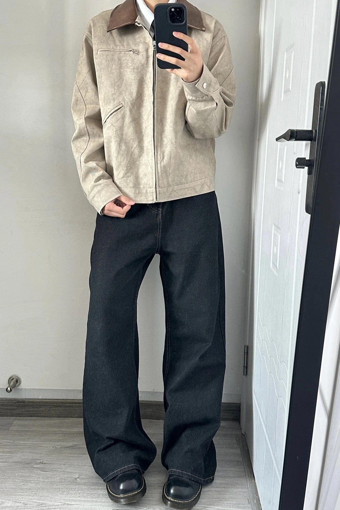 OKAYTHXBYE Essential Contrast Collar Washed Jacket