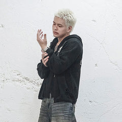 UNDERWATER Hellbound Wing Hooded Zip-Up Cardigan