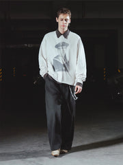 RICHILL Panel Pleated Wide-Leg Trousers