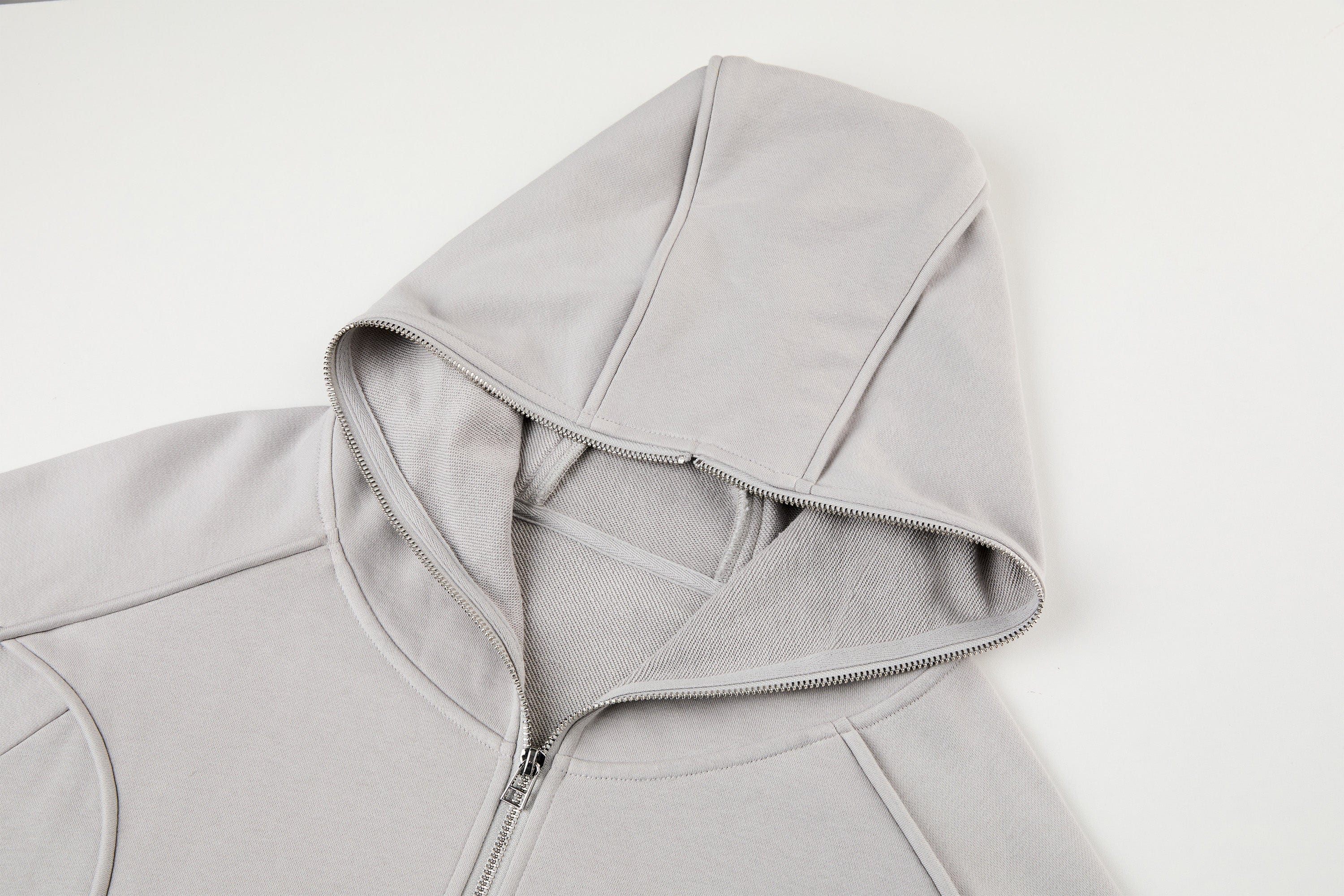 ORGANIC EMOTION Curved Panel Drawstring-Hem Zip-Up Hoodie