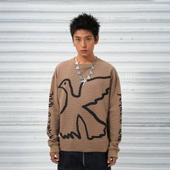 VINKID Pigeon Graphic Waffle Sweatshirt