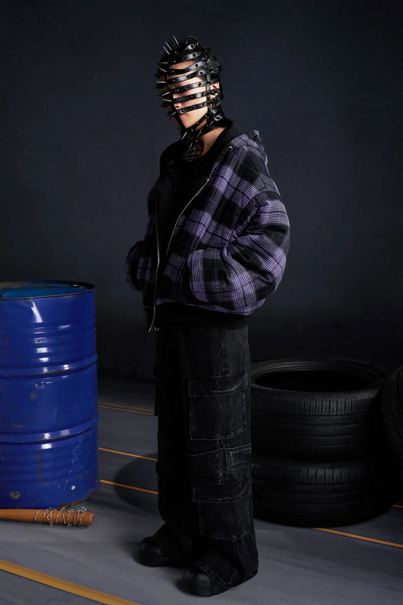 RECOVER ZONE Reversible Check & Solid Hoodie Jacket