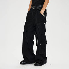 CATSSTAC Multi-Pocket Paneled Strap Cargo Pants