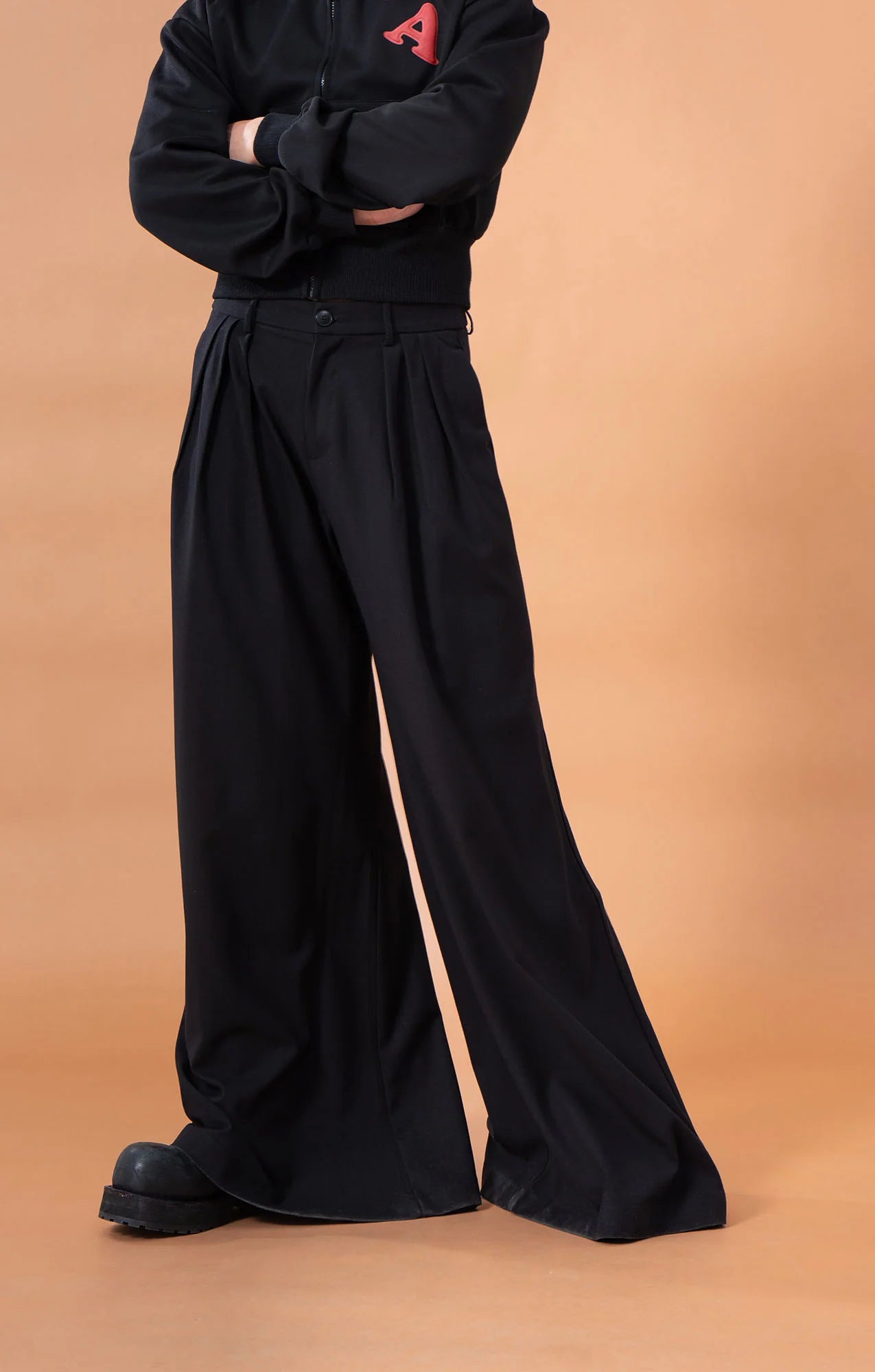 CLP Pleated Draped Wide-Leg Trousers