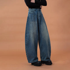 CLP Washed Studded Barrel Jeans