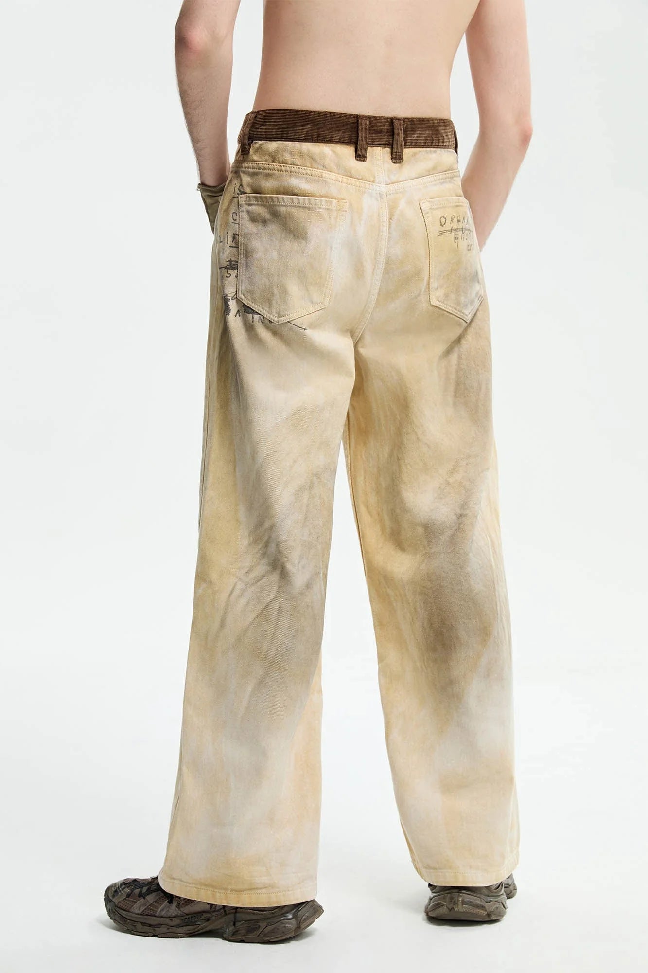 ORGANIC EMOTION Dirty Fit Distressed Wide-Leg Pants