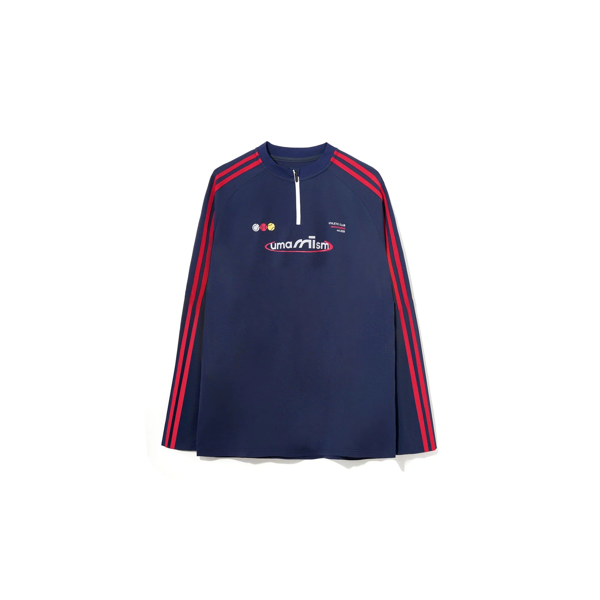 UMAMIISM Side Stripe Mesh-Panel Quick-Dry Long-Sleeve Tee