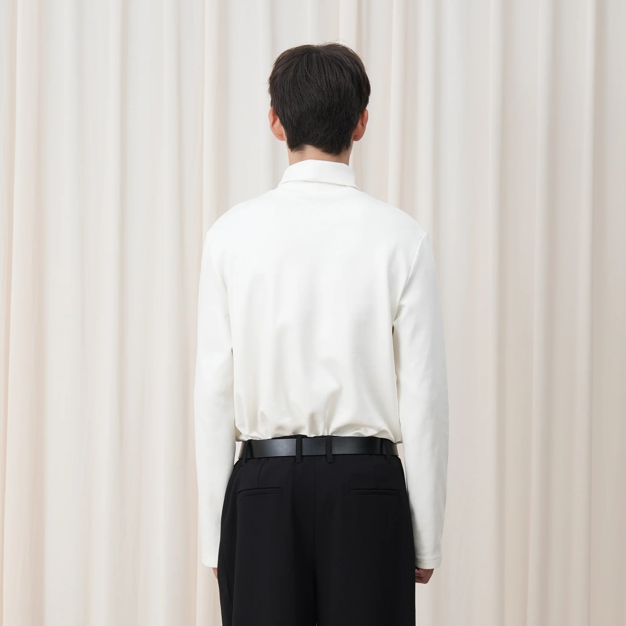 OUYANG WENJUN Tie-Graphic Turtleneck Long-Sleeve Tee