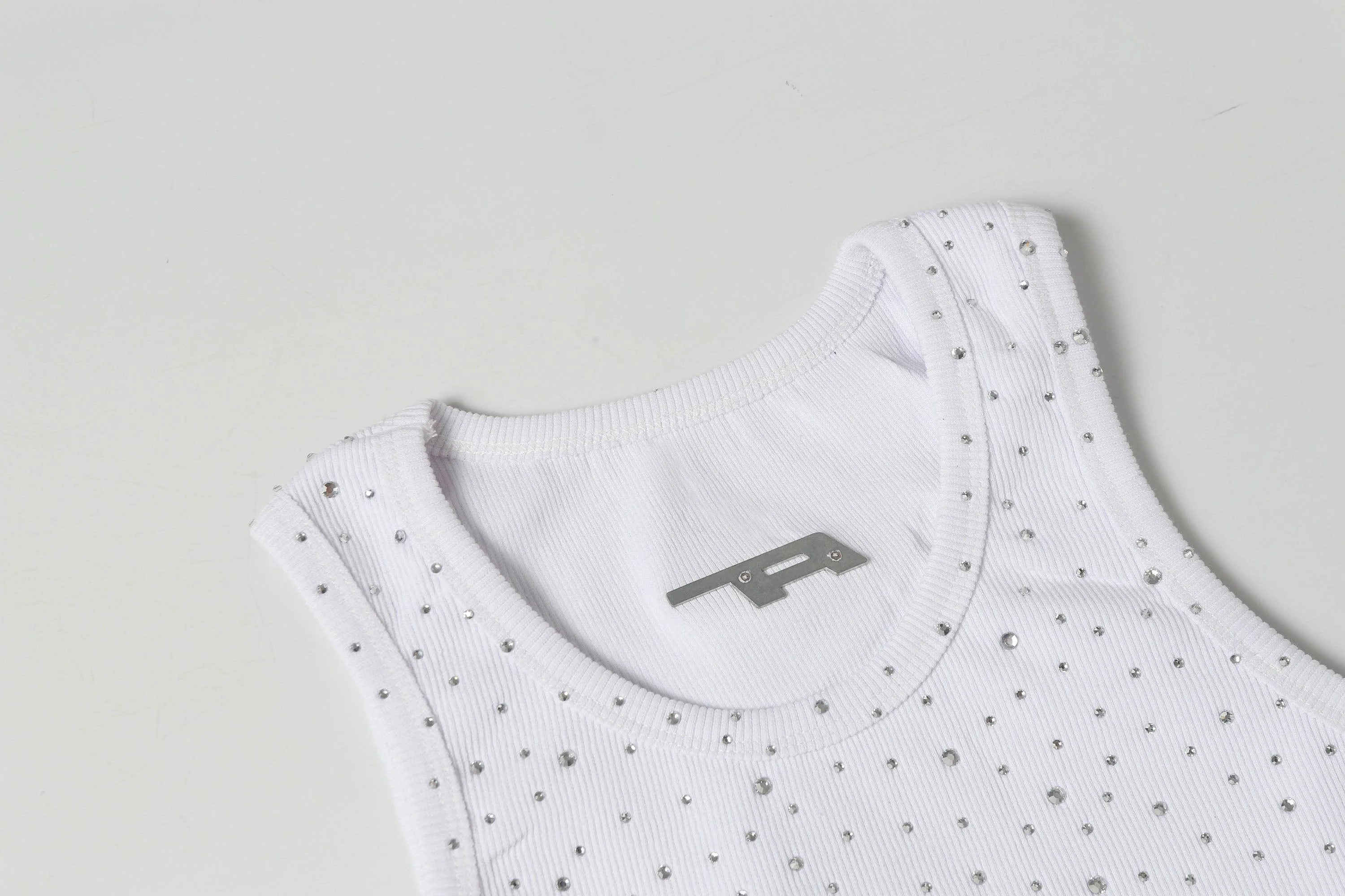CLP Sparkle Diamond Ribbed Tank Top