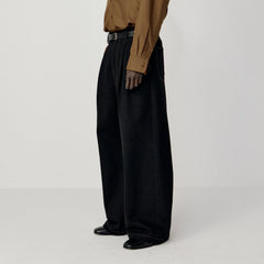 OPICLOTH Washed Contrast Stitch Wide-Leg Jeans