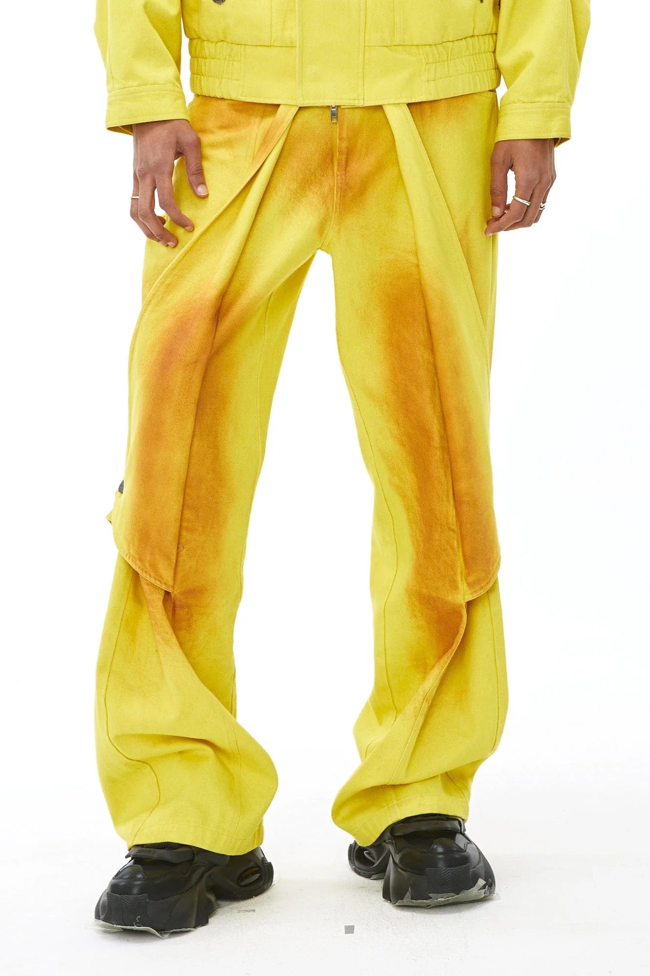 VANN VALRENCE Dye-Washed Convertible Wide-Leg Pants