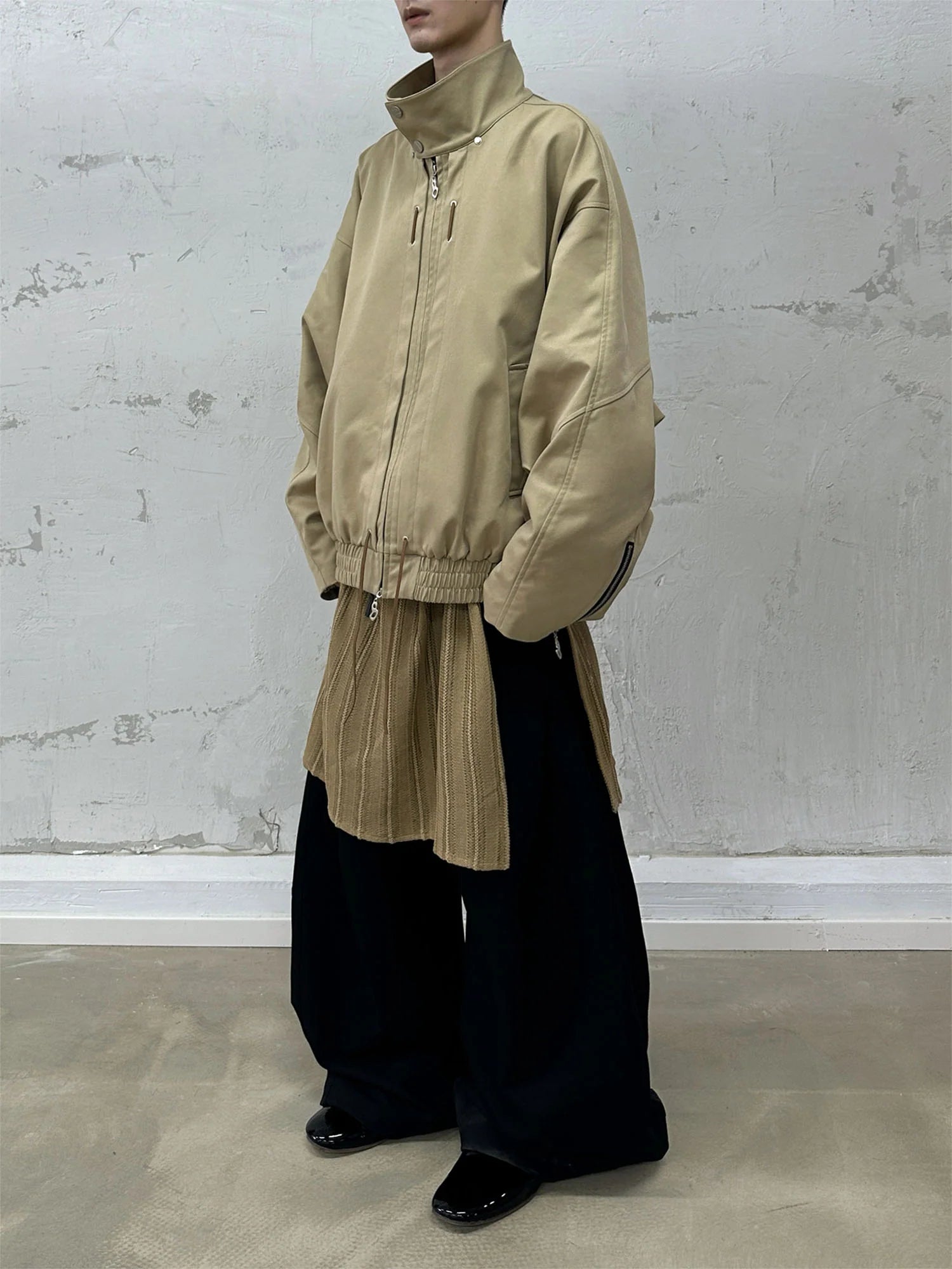RELABEL Detachable Hood Batwing Sleeve Jacket Yellow
