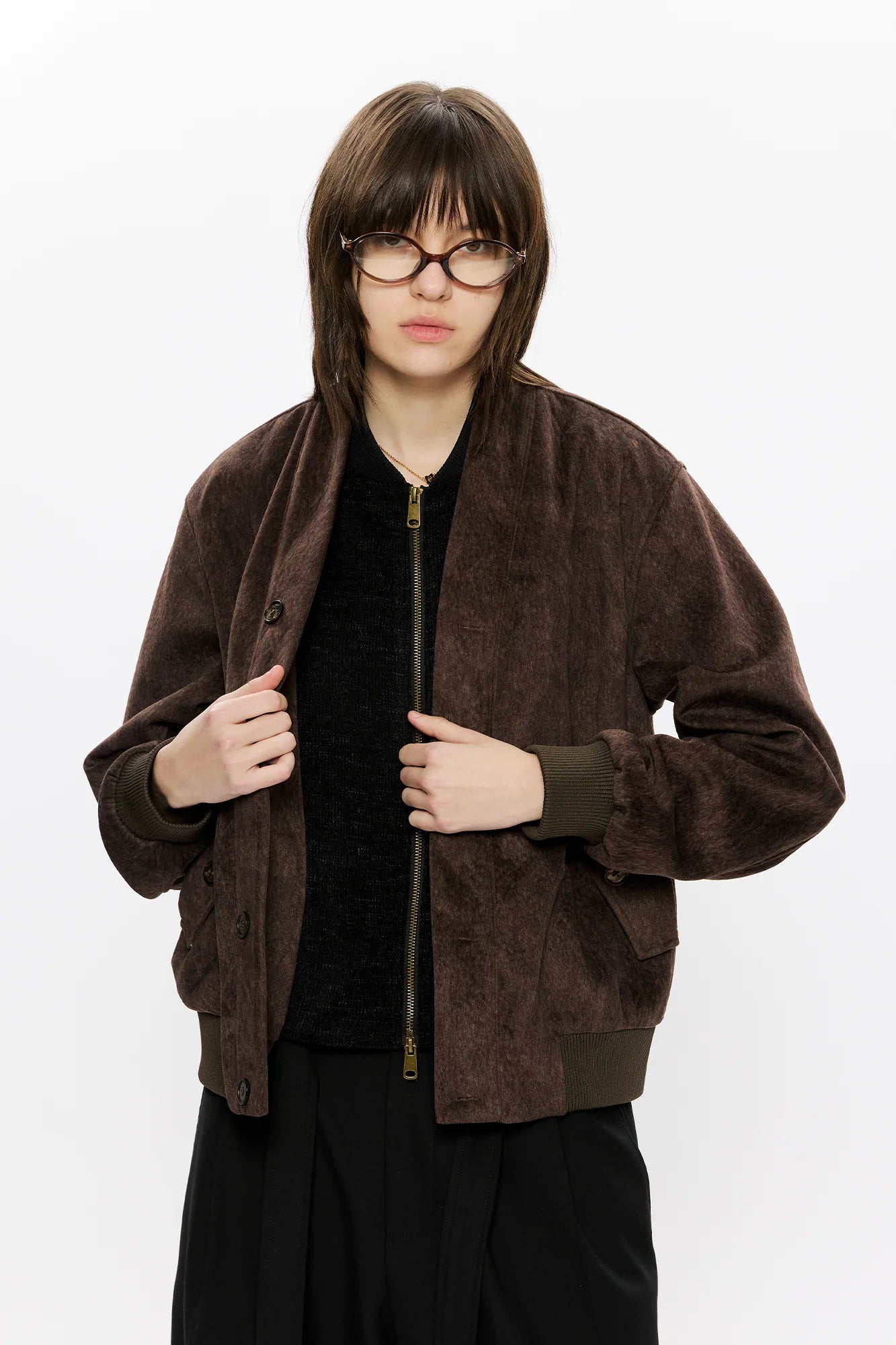 KREATE Faux Layered-Look V-Neck Jacket
