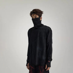 FLYERRER Distressed Reversible Spliced High-Neck L/S Tee