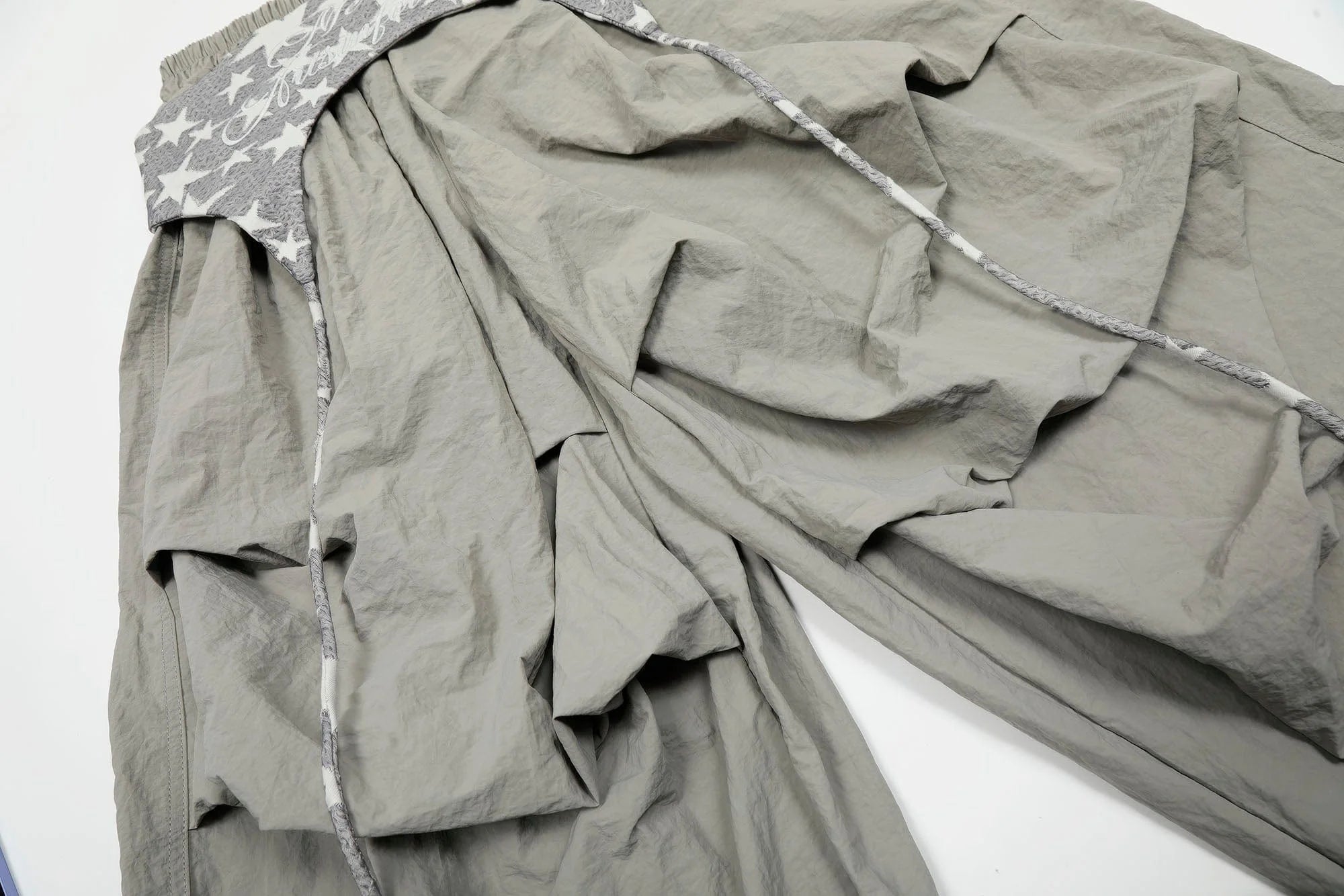 CLP Layered Crinkled Waist-Panel Parachute Pants