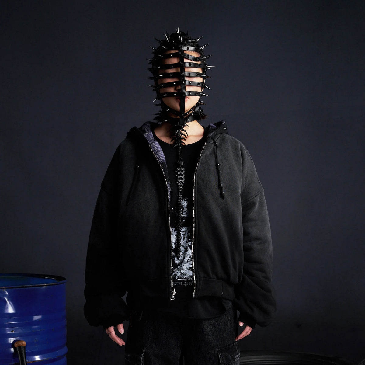 RECOVER ZONE Reversible Check & Solid Hoodie Jacket