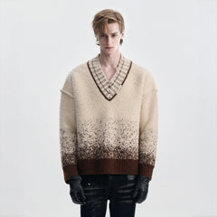 TIWILLTANG Gradient Wool V-Neck Sweater