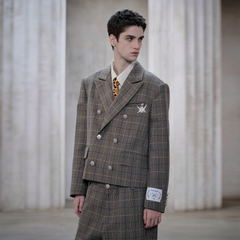 FACEONLAB Plaid Double-Breasted Blazer