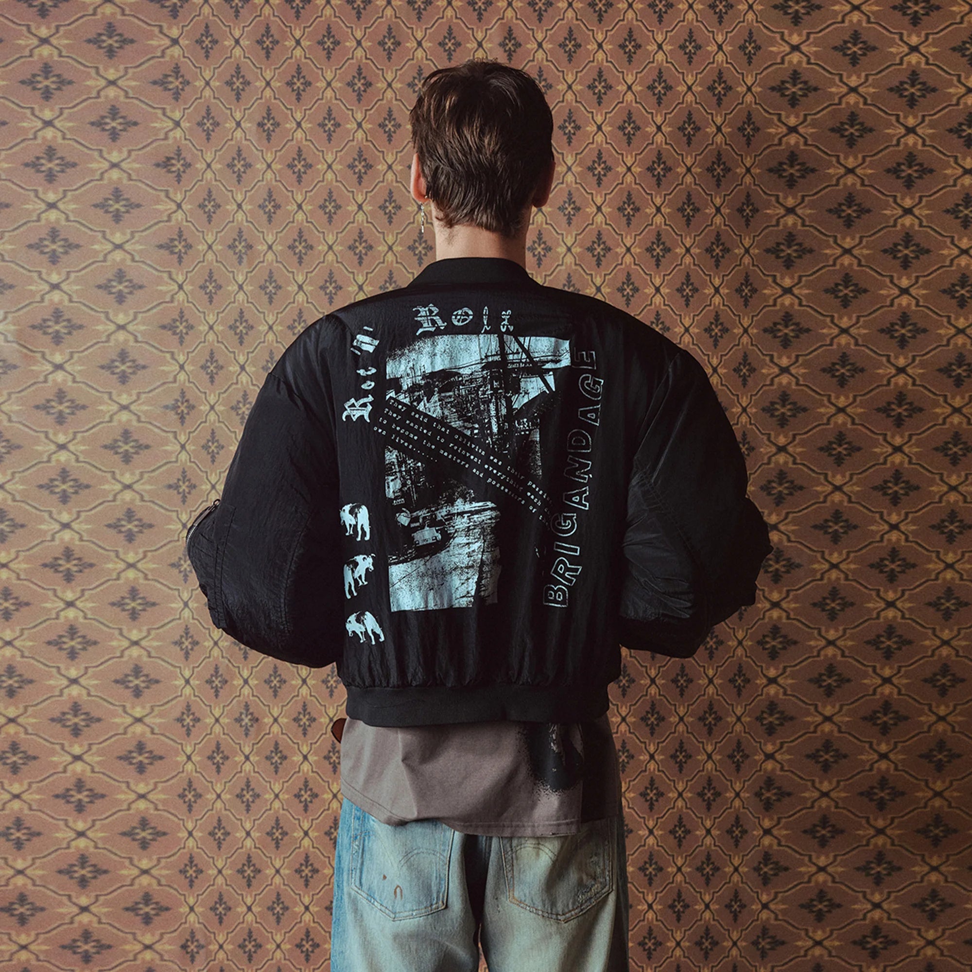 RICHILL Medal Graphic Cropped Bomber Jacket