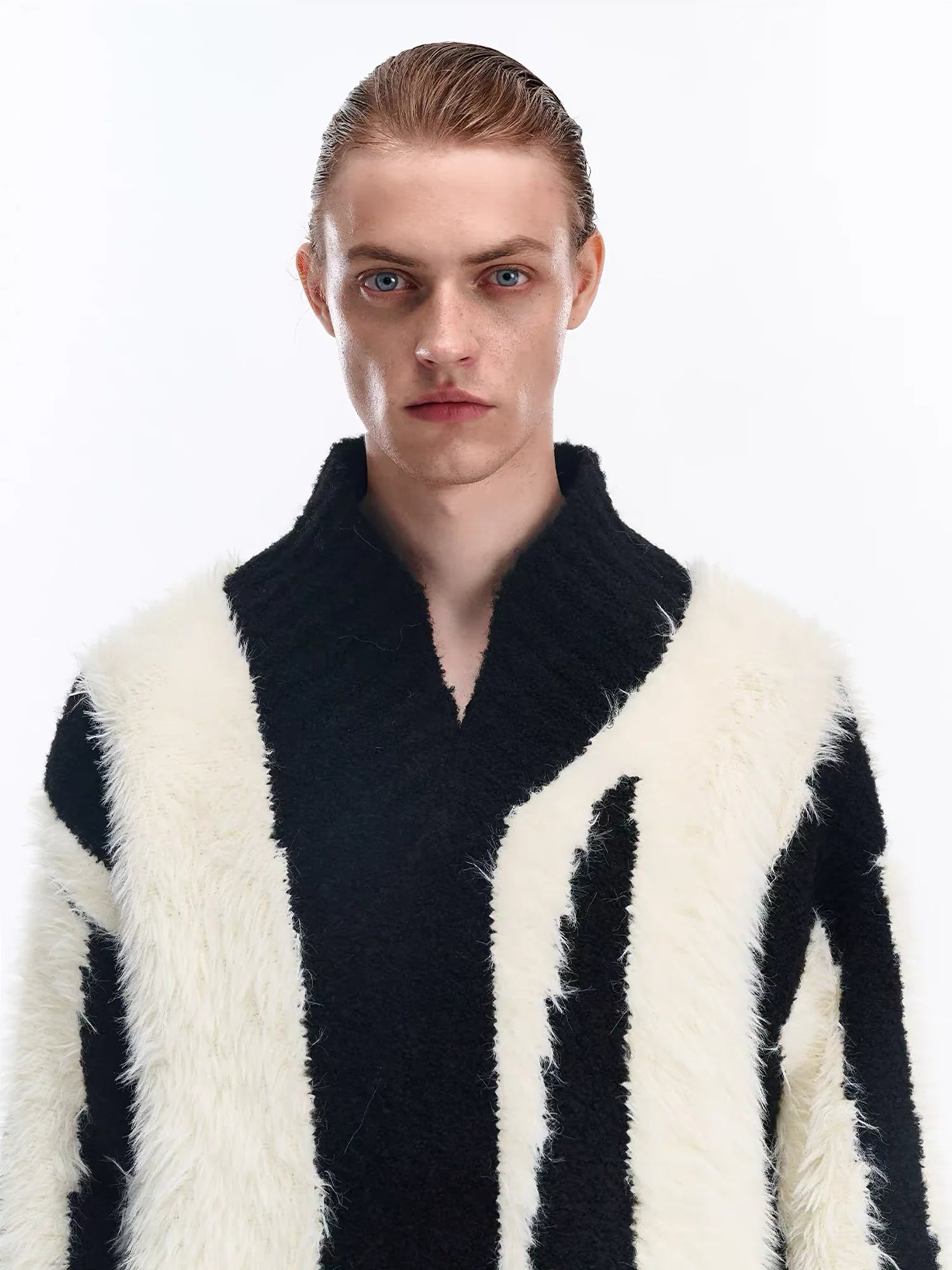 TIWILLTANG Fuzzy Faux-Mink Contrast Sweater