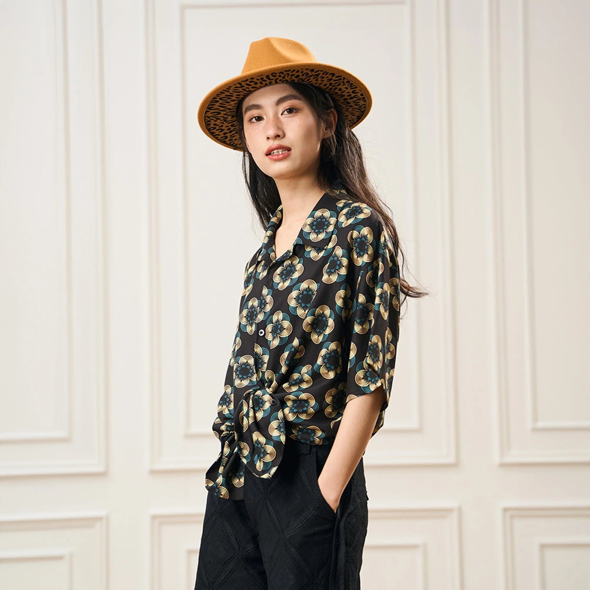 EPIC POETRY Geometric Floral Cuban Shirt