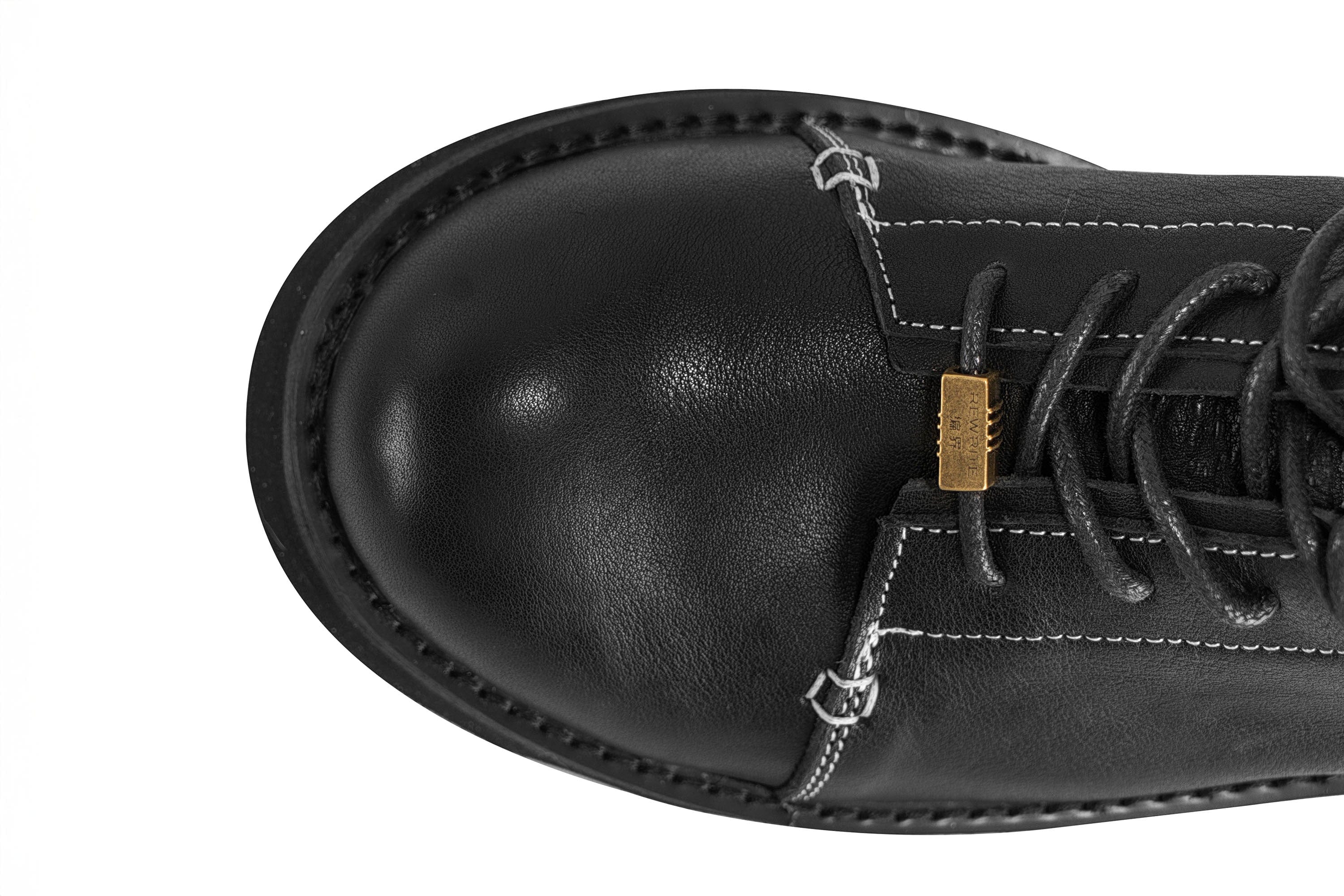 REWRITE Stitched Leather Lug Sole Martin Boots